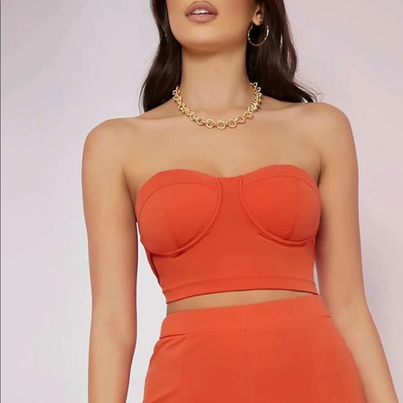 Orange Strapless Tube top - Picture 3 of 5